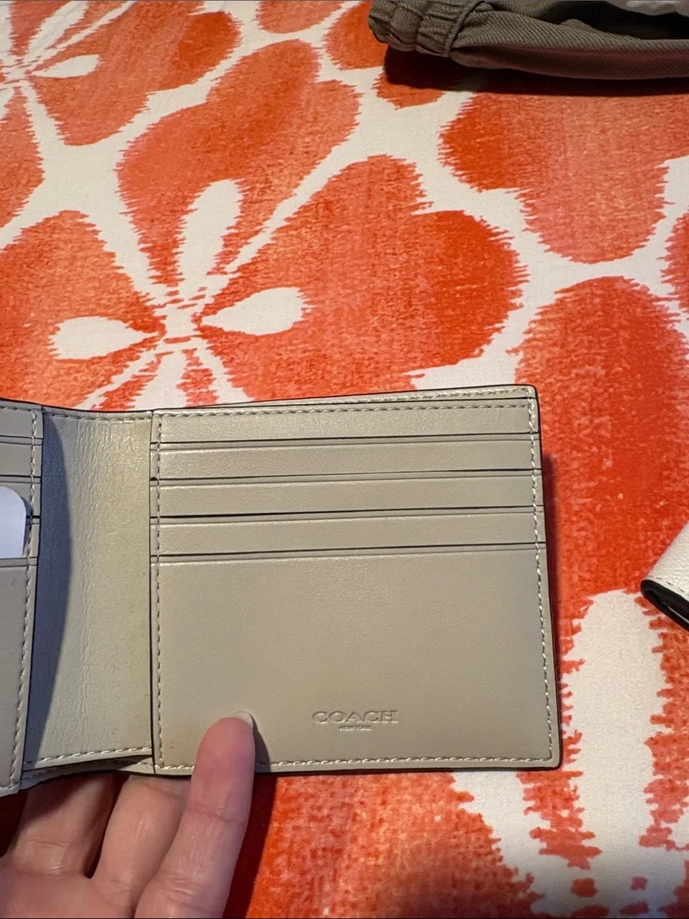 Coach Men’s White Leather Bifold Wallet with Raised Logo